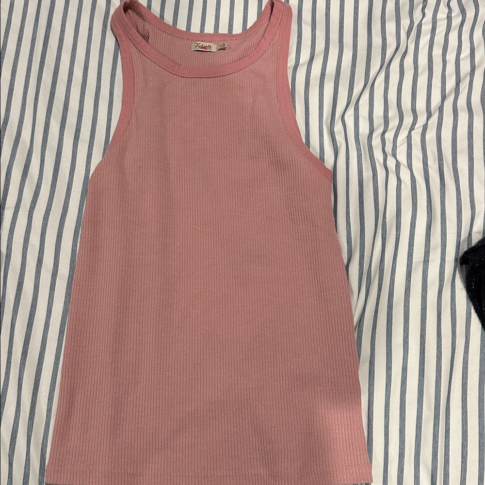 Faherty Dusty Rose Ribbed Rackerback Tank Top - Picture 2 of 3